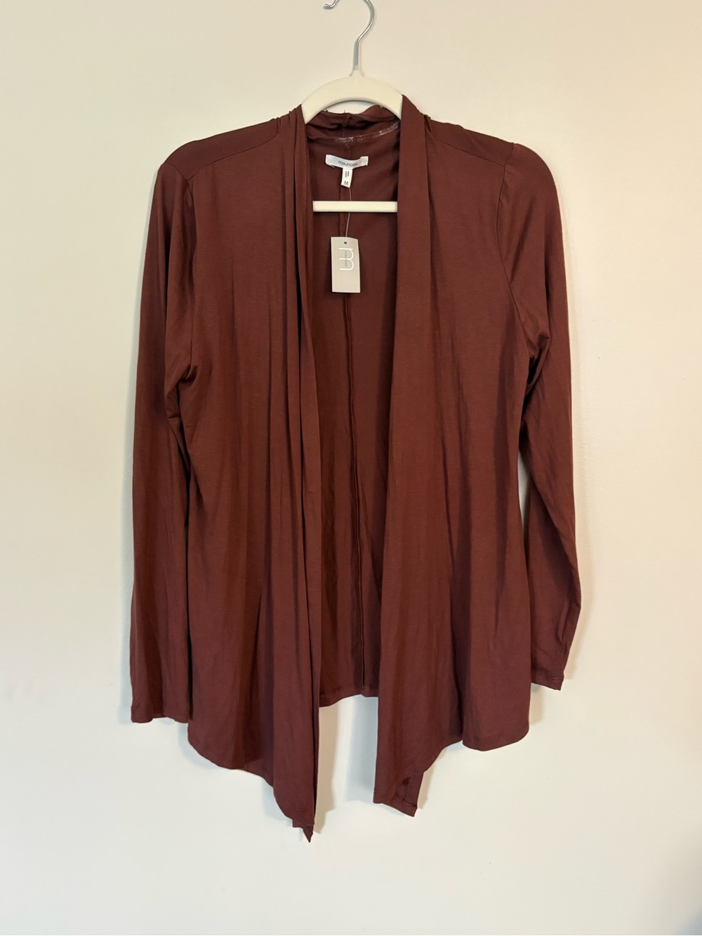 NWT Maurices Rust Brown Open Front Draped Cardigan  Medium